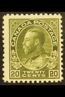 1911-25 20c Grey-green, Wet Printing, Unitrade 119d, Never Hinged Mint, Slightly Short Perf At Left. For More Images, Pl - Other & Unclassified