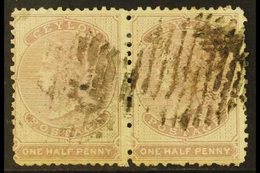 1857-64 ½d No Watermark Perf 12½, SG 18, Good Used Horizontal Pair, Scarce. (2 Stamps) For More Images, Please Visit Htt - Ceylon (...-1947)