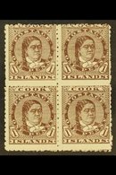 1893-1900 1d Brown Queen, SG 5, Scarce Mint Block Of Four With Large Part Gum, Some Light Paper Adherence. For More Imag - Cookinseln