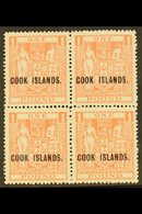 1943-54 £1 Pink Arms, SG 134, Fine Never Hinged Mint Block Of Four.  For More Images, Please Visit Http://www.sandafayre - Cook Islands