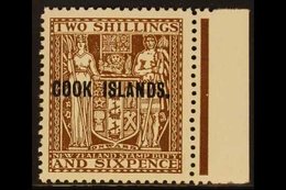 1943-54 2s6d Dull Brown Postal Fiscal Of New Zealand With "COOK ISLANDS" Overprint, Watermark Upright, SG 131, Never Hin - Cook