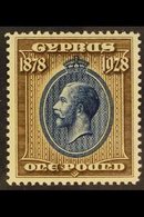 1928 50th Anniversary Of British Rule £1 Blue And Bistre-brown, SG 132, Very Fine Mint, Extremely Lightly Hinged. For Mo - Other & Unclassified