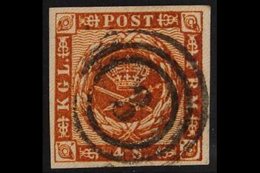 USED IN LUBECK 1858 4s Orange-brown (Michel 7a, SG 15), Very Fine Used With Superb "3" Numeral Postmark Of Danish Post O - Other & Unclassified
