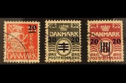 BRITISH OCCUPATION 1940-41 20 Ore Surcharges On Stamps Of Denmark, SG 1/3, Very Fine Used. (3 Stamps) For More Images, P - Faroe Islands