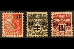 BRITISH OCCUPATION 1940-41 20 Ore Surcharges On Stamps Of Denmark, SG 1/3, Very Fine Used. (3 Stamps) For More Images, P - Färöer Inseln