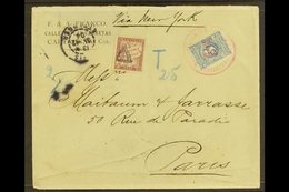 1904 POSTAGE DUE COVER (7th Dec) Incoming From Colombia, Franked 5c Blue, Tied By C.d.s. In Red, Taxed By French 50c Pos - Other & Unclassified