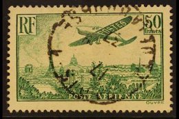 1936 50f Yellow-green Air Aircraft Over Paris (Yvert 14, SG 540), Very Fine Cds Used, Fresh. For More Images, Please Vis - Other & Unclassified