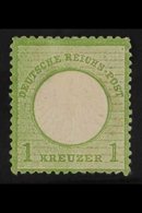 1872 1k Yellow-green Small Shield (Michel 7, SG 8), Mint, Small Thin, Fresh, Cat £1,000. For More Images, Please Visit H - Andere & Zonder Classificatie