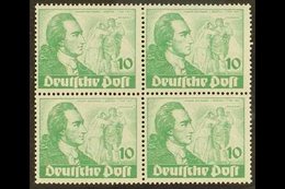 1949 10pf Green Goethe (Michel 61, SG B61), Mint (two Stamps Are Never Hinged) BLOCK Of 4 With One Stamp Showing Michel  - Altri & Non Classificati