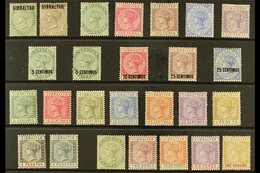 1886-1898 QV MINT SELECTION. An ALL DIFFERENT Selection On A Stock Card That Includes 1886 "Gibraltar" Opt'd ½d & 2d, 18 - Gibraltar