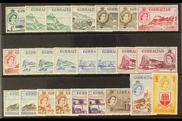 1953-59 QEII DEFINITIVES. A Complete "Basic" Pictorial Definitive Set, SG 145/58, Plus Most Additional Listed Shades To  - Gibraltar