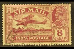1929 8a Purple Air With REVERSED SERIF On Second "I" Of "INDIA", SG 224b, Very Fine Cds Used With Missing Perf At Right. - Sonstige & Ohne Zuordnung