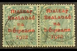 1922 DOLLARD 4d Grey Green With Carmine Overprint, SG 6c, Horizontal Pair, Fine Cds Used.  For More Images, Please Visit - Otros & Sin Clasificación