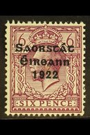 1922-23 SAORSTAT 6d Reddish Purple, Watermark Inverted And Reversed, SG 60y, Fresh Mint.  For More Images, Please Visit  - Other & Unclassified
