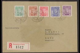 CAMPIONE 1944 Arms Perf 11 Local Issue Complete Set (Sassone 1/5, SG 1B/5B) Superb Used On Registered Cover Addressed To - Non Classificati