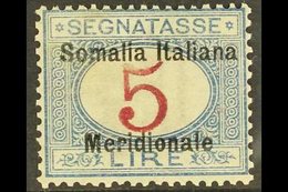 SOMALIA POSTAGE DUE 1906 5L Magenta & Blue "Somalia Italiana Meridionale" Overprint (Sassone 10, SG D26), Fine Mint, Exp - Other & Unclassified