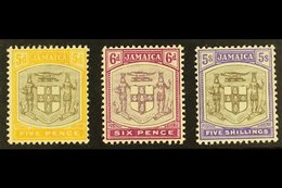 1905-11 5d, 6d And 5s "Arms", SG 43/45, Very Fine Mint. (3 Stamps)  For More Images, Please Visit Http://www.sandafayre. - Jamaica (...-1961)