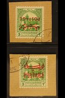 OBLIGATORY TAX - POSTAL USE 1953-56 3m Emerald "INVERTED OPT" & 3m Emerald "DOUBLE OPT" , SG 396a/96b, Individually Tied - Jordan