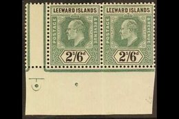 1902 2s6d Green And Black, Wmk Crown CA, SG 27, Never Hinged Mint CORNER PAIR. For More Images, Please Visit Http://www. - Leeward  Islands