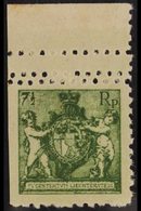 1921 7½rp Arms Perf 9½-10 COLOUR PROOF Printed In Green On Unwatermarked Paper (as Michel 49 A), Upper Marginal Example  - Otros & Sin Clasificación