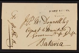 1817 (circa.) Wrapper To "Agent Of Mauritius" In Batavia, Showing A Fine Upright Two Line "PORT LOUIS / UNPAID" In Black - Mauritius (...-1967)