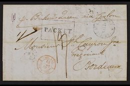 1849 (January) Entire Letter In French, Addressed To Bordeaux, Endorsed "Pr. Britons Queen Via Ceylon", And Showing Doub - Mauritius (...-1967)