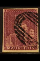 1858-62 (9d) Dull Magenta Imperforate, SG 29, Four Clear Margins & Neat Barred Cancellation. Lovely Colour. For More Ima - Mauritius (...-1967)