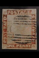 1859 1s Red, Latest Impressions, SG 23, Attractive With Four Margins And Neat Barred Cancel, Small Thin. For More Images - Mauricio (...-1967)