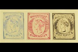 1861 HAND PAINTED STAMPS Unique Miniature Artworks Created By A French "Timbrophile" In 1861. Three Stamps With Central  - Mauricio (...-1967)