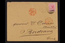 1881 (March) Envelope To Bordeaux, Bearing 1878 17c On 4d Rose, Tied By B53 Duplex, Red "POSS. AN PAQ FR. T NO. 2" Cds,  - Mauritius (...-1967)