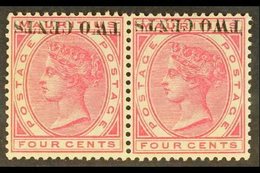 1891 2c On 4c Carmine, Variety "surcharge Inverted", SG 118a, Fine Mint Pair, Some Foxing On Gum. For More Images, Pleas - Mauritius (...-1967)