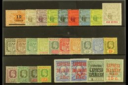 1902-1910 MINT KEVII SELECTION Presented On A Stock Card Including 1904-07 Arms Set, 1910 Set To 5r, 1903-04 Express Del - Mauritius (...-1967)
