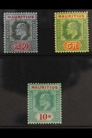 1910 2r50 - 10r Ed VII High Values, SG 193/5, Very Fine And Fresh Mint. (3 Stamps) For More Images, Please Visit Http:// - Mauritius (...-1967)