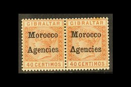 GIBRALTAR ISSUES OVERPRINTED 1898 40c Orange Brown Variety "inverted V For A", In Mint Pair With Normal, SG 5 + 5a, Tone - Sonstige & Ohne Zuordnung