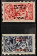 SPANISH CURRENCY 1914 Waterlow Seahorses 5s Rose Carmine And 10s Indigo, SG 136, 138, Very Fine Mint. (2 Stamps) For Mor - Andere & Zonder Classificatie