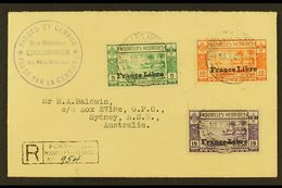 FRENCH 1941 (10 June) Registered Censored Cover To Australia Bearing 1941 5c, 10c & 15c "France Libre" Overprints (SG F5 - Andere & Zonder Classificatie