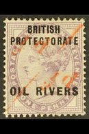 OIL RIVERS 1893 ½d On Half Of 1d Lilac, Variety "unsevered Pair", SG 7a, Very Fine Mint No Gum. For More Images, Please  - Other & Unclassified