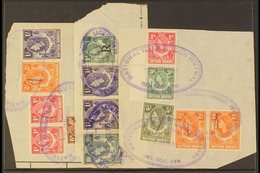 REVENUES 1955 Values Used On Piece, Includes All Values To 2s, Plus 5s & 10s In Various Combinations On Three Pieces, No - Northern Rhodesia (...-1963)