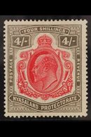 1908 4s Carmine And Black, ED VII, SG 79, Very Fine Mint. For More Images, Please Visit Http://www.sandafayre.com/itemde - Nyasaland (1907-1953)