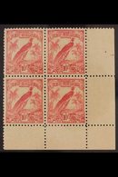 1932 10s Pink (no Dates) Bird Of Paradise, SG 202, Superb Never Hinged Mint Corner Block Of 4. For More Images, Please V - Papúa Nueva Guinea