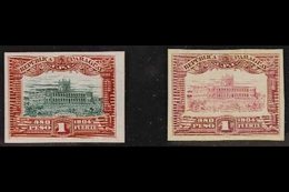 1906-10 ONE PESO PROOFS Government Palace Asunción (Dated 1904) One Peso IMPERF PROOFS On India Card, As Scott 114/115,  - Paraguay