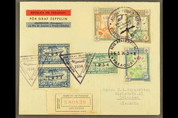 1934 Registerd Air Letter To Germany Franked 1p, 1p50 And 2p "Flag" Stamps Tied Various Cds Cancels Incl Condor, Lufthan - Paraguay