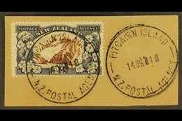 1935 2½d Chocolate And Slate Pictorial Of New Zealand, On Piece Tied By Fine Full "PITCAIRN ISLAND" Cds Cancels Of 14 OC - Pitcairn Islands