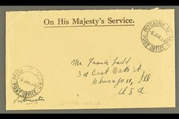 1953 (8 Jan) Stampless Printed 'OHMS' Envelope To Chicago With Two Fine Strikes Of "Pitcairn Island Post Office" Cds, En - Pitcairn Islands