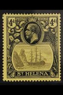 1922 4d Grey And Black On Yellow, Variety "Torn Flag", SG 92b, Very Fine Mint. For More Images, Please Visit Http://www. - Isla Sta Helena