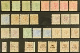 1883-1892 "TABLET" QV MINT SELECTION. A Useful Assembly Presented On A Stock Card That Includes 1883-86 Die I ½d Green X - St.Lucia (...-1978)
