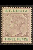 1886-87 3d Dull Mauve & Green, SG 40, Fine Mint, Very Fresh. For More Images, Please Visit Http://www.sandafayre.com/ite - St.Lucia (...-1978)