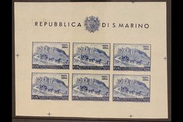 1951 75th Anniversary Of UPU 200L Air IMPERF complete Sheetlet Of Six, Sassone Foglietti 11, Very Fine Mint, The Stamps  - Andere & Zonder Classificatie
