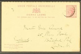1899 (Oct) 1d Reply Card Top Portion Headed "On Board The Batanga", Posted Freetown To London. For More Images, Please V - Sierra Leona (...-1960)