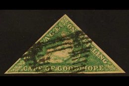 CAPE OF GOOD HOPE 1863-64 1s Bright Emerald Triangular, SG 21, Used Neat Triangular Cancellation, 3 Margins & Fresh Colo - Unclassified